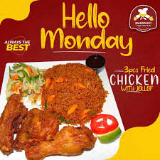 3PCS FRIED CHICKEN WITH JOLLOF RICE